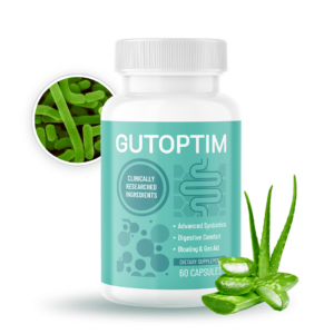 GutOptim Advanced Gut Health Support Formula bottle – natural probiotic supplement for bloating, digestion, and gut microbiome balance